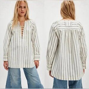 NWT We The Free People Lisbon Tunic 100% Cotton Striped Top Size S
